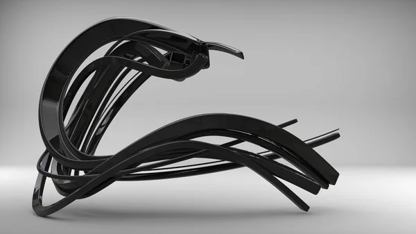 Escultura de flujo abstracto - negro brillante —  Fotos de Stock