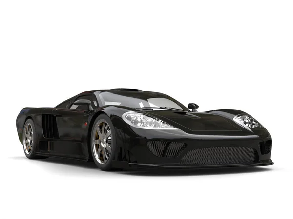 Éjfél fekete modern szuper sport autó — Stock Fotó