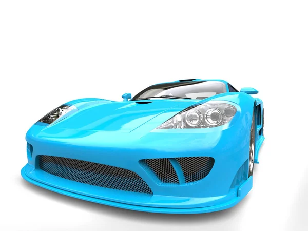 Caribbean blue modern super race car - closeup shot — Stock Photo, Image