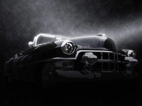 Super retro černé auto - neo noir styl — Stock fotografie