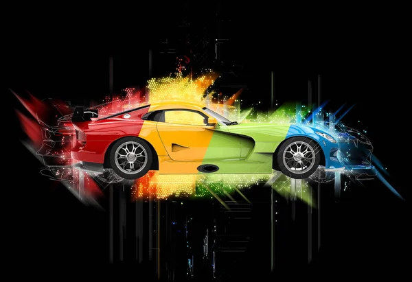 Multicolor super coche ilustración — Foto de Stock