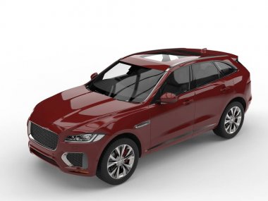 Koyu kırmızı modern 4 x 4 Suv - Üstten Görünüm