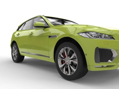 Yeşil modern 4 x 4 Suv - Far closeup çekim kireç