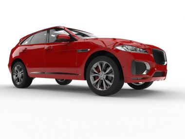 Kırmızı kırmızı modern 4 x 4 Suv - düşük açısı shot