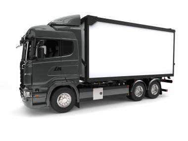 Metalik koyu gri modern buzdolabı kamyon