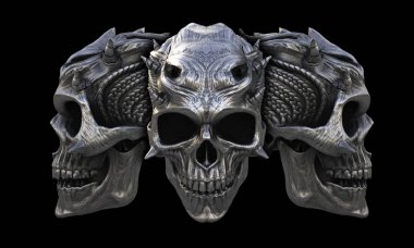 Heavy metal şeytan kafatasları boynuzlu