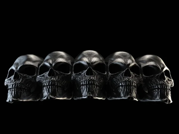 暗い恐怖の黒い金属の頭蓋骨 — ストック写真