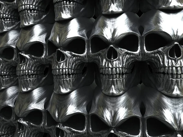 Pared de cráneos de metal — Foto de Stock