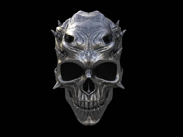 Horned demon heavy metal skull — Stock Photo, Image