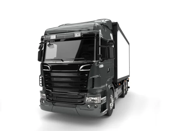 Metallic donker grijze moderne zwaar transport truck — Stockfoto