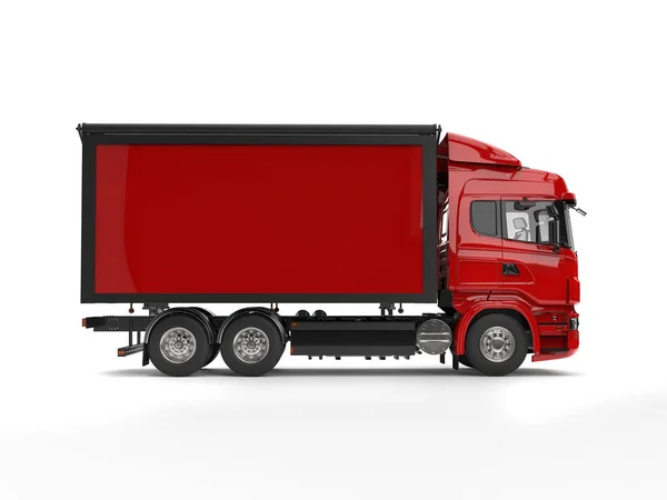 Moderne rode zwaar transport vrachtwagens met aanhanger rood — Stockfoto