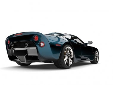 Modern metalik iki tonu koyu mavi süper spor araba - düşük açılı kuyruk görünümü