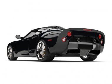 Gece yarısı siyah süper yarış arabası - kuyruk görünümü