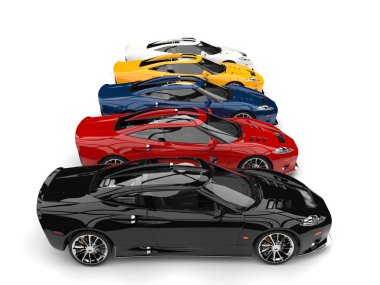 Renk - yan görünüm tüm gamı çarpıcı süper spor otomobiller