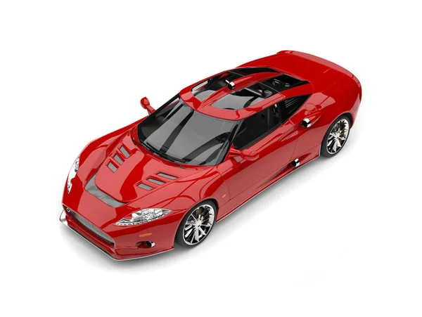 Carro esportivo super, tinta vermelha - tiro estúdio - vista superior — Fotografia de Stock