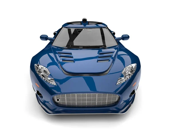Cadmio blu super sport auto - vista frontale primo piano colpo — Foto Stock