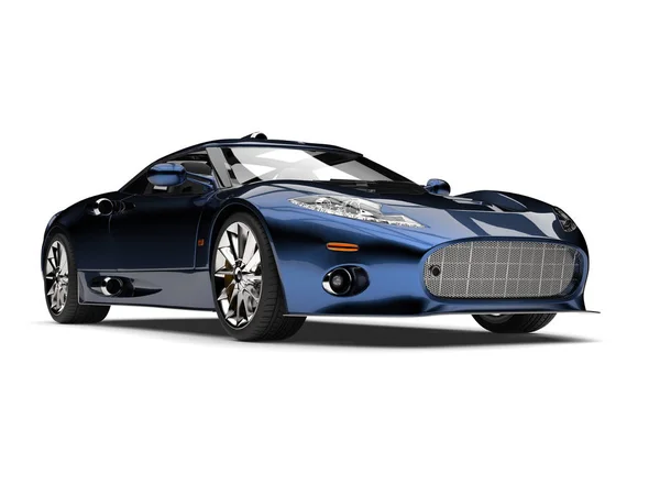 Moderno metálico azul profundo super deportivo coche - tiro de belleza — Foto de Stock