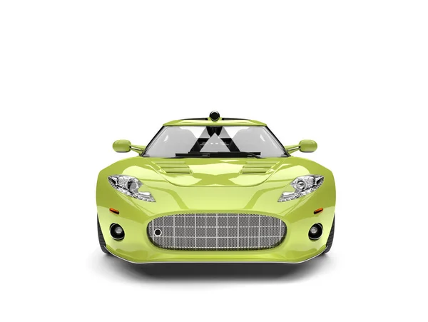 Fluoreszkáló zöld modern szuper sport autó - elölnézet — Stock Fotó