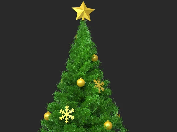 Weihnachtsbaumspitze mit goldenem Dekor — Stockfoto