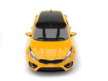Parlak sarı modern e-araba - üst Önden Görünüm