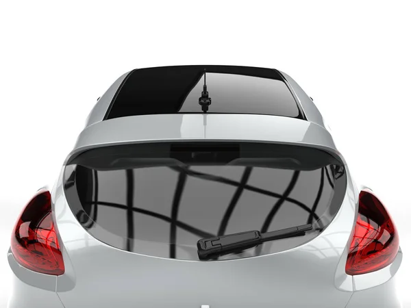 Amazing metallic silver modern electric car - rear window closeup shot — Stock Photo, Image