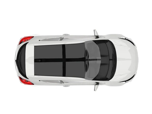 Sublime white modern electric car - top down view — Stock Photo, Image