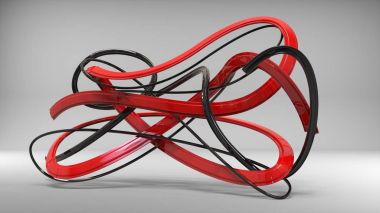 Yüce siyah ve kırmızı kurdele ve swirls soyut