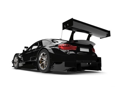 Parlak gece yarısı siyah modern süper yarış arabası - arka kanat vurdu