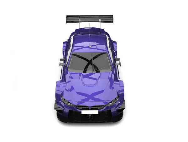 Кадмиевый фиолетовый современный супергоночный автомобиль - вид сверху вниз — стоковое фото