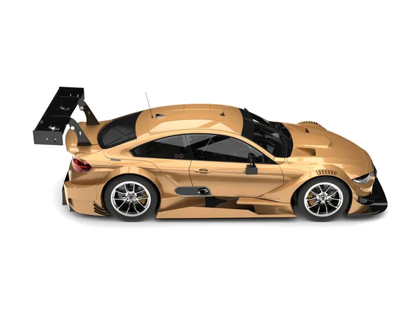 Subtle gold modern super race car - top down side view