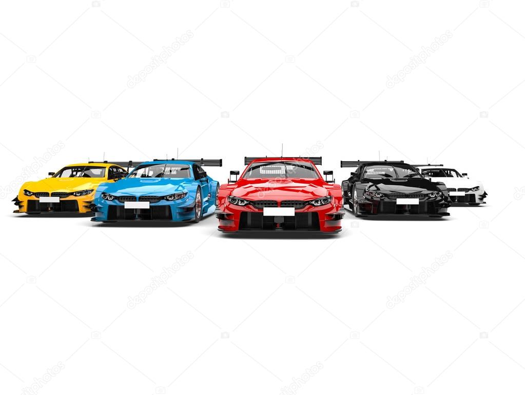 Colorful modern super race cars