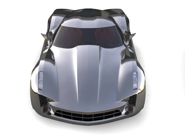 Красивий металевий супер спорт концепт автомобіль зверху вниз спереду — стокове фото