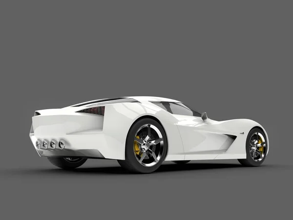 Impressionante carro esporte conceito branco - visão traseira — Fotografia de Stock
