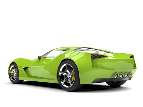 疯狂的绿色超级体育概念车-后方视图 — 图库照片