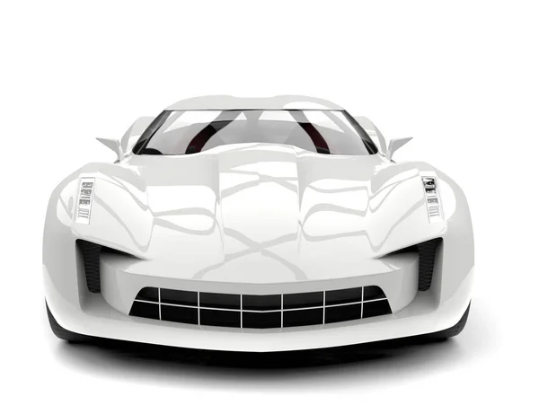 Sublime bianco super sport concept car - vista frontale primo piano colpo — Foto Stock
