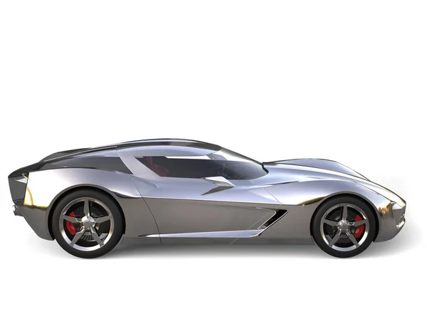 Mooie metalen sportwagen super concept - zijaanzicht — Stockfoto