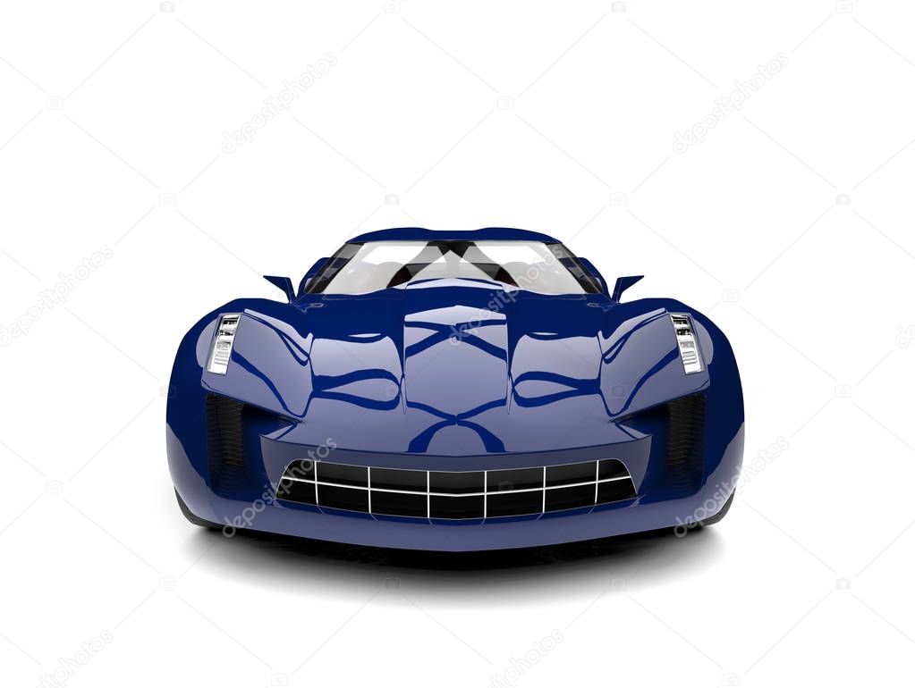 Dark blue modern sports concept car - front view