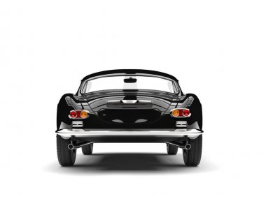 Gece yarısı siyah vintage yarış arabası - arkadan görünüm