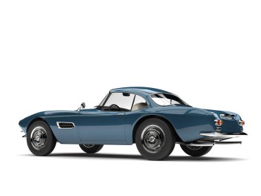 Karanlık peygamberçiçeği mavi eski model spor araba - yan arkadan görünüm