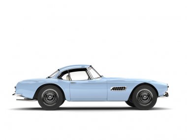 Açık gök mavisi eski model spor araba - yan görünüm