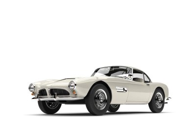 Eski vintage yarış arabası - atış güzellik beyaz