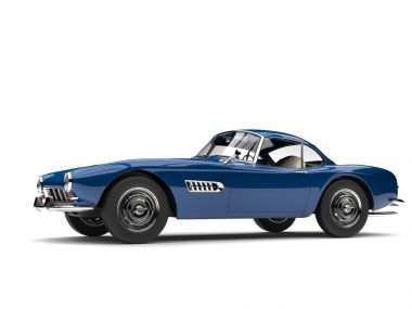Royal blue eski model spor araba - güzellik yan görünüm vurdu.
