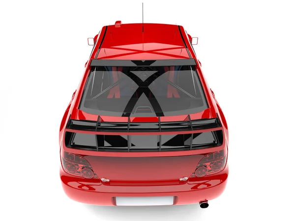 Cardeal carro de turismo moderno vermelho - vista traseira de cima para baixo — Fotografia de Stock