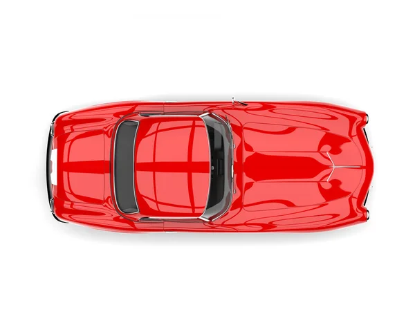 Fuego coche deportivo vintage rojo - vista de arriba hacia abajo — Foto de Stock