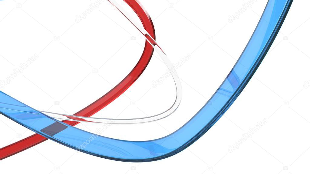 Red white and blue abstract flow forms