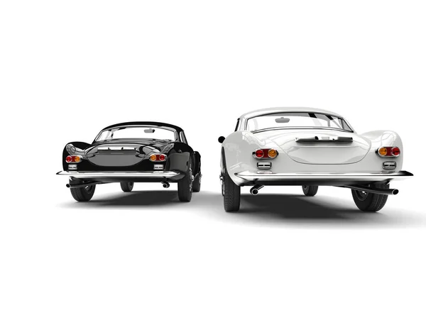 Hermosos coches deportivos vintage en blanco y negro - vista trasera —  Fotos de Stock