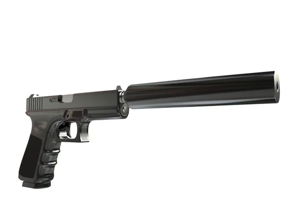 Полуавтоматический Современный Тактический Пистолет Глушителем — стоковое фото
