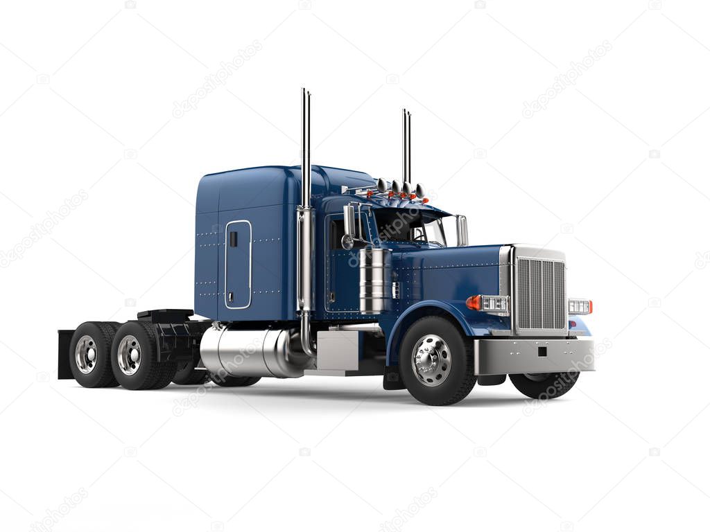 Dark blue semi - trailer truck