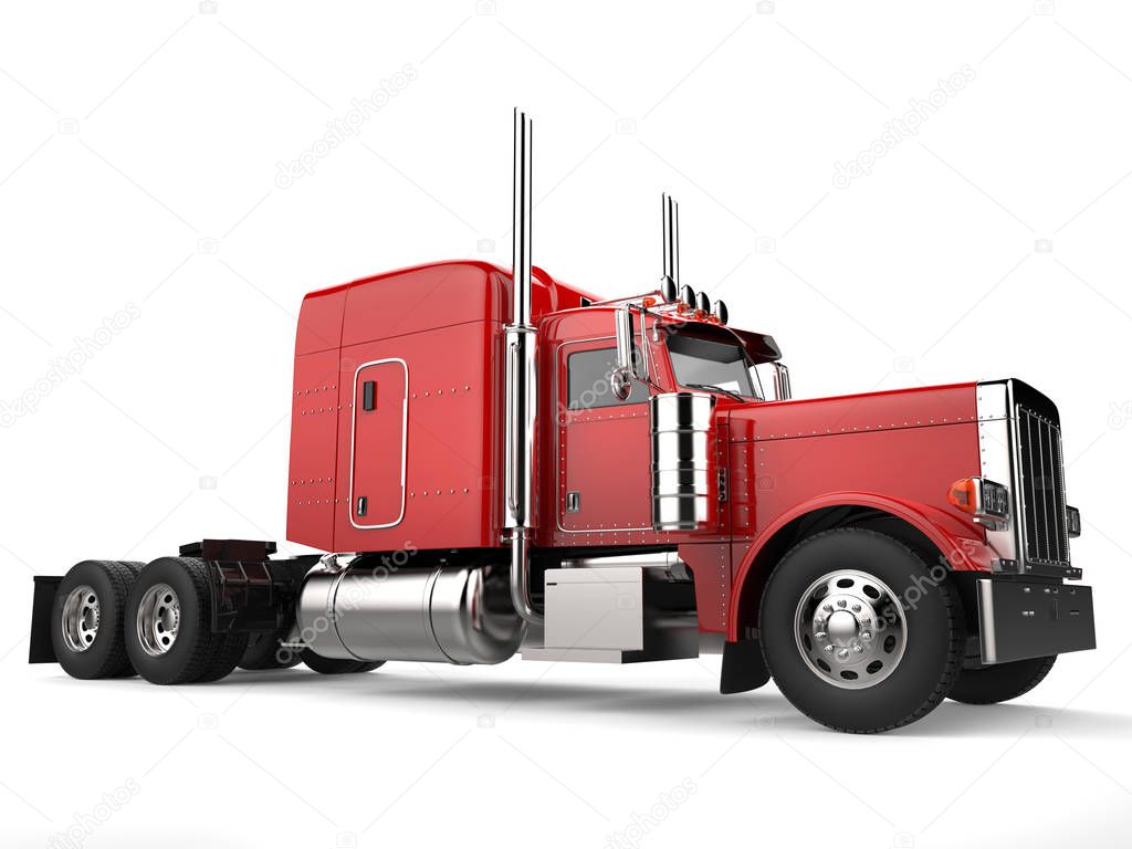 Raging red classic 18 wheeler big truck 