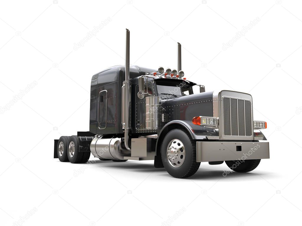 Big semi-trailer dark gray truck
